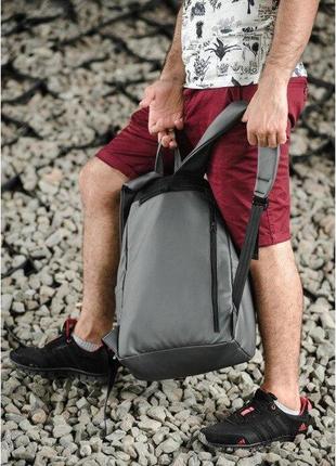 Рюкзак мужской серый большой для ноутбука кожа эко 725058001m3 фото