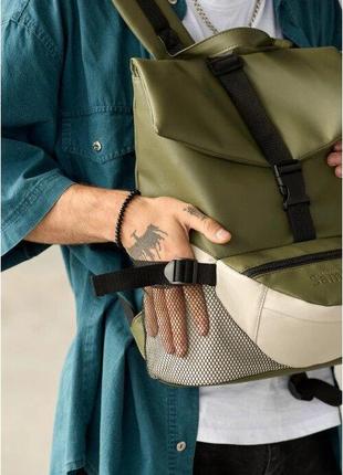 Рюкзак хакі чоловічий стильний спортивний повсякденний для ноутбука еко шкіра 727151120rm9 фото