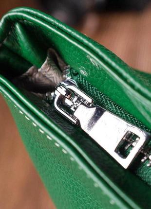 Кожаная зеленая сумка шопер большая длинные ручки 7221192 фото