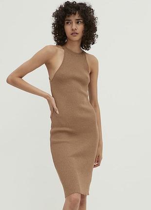 Стильное шикарное трендовое базовое платье в рубчик вязкая трикотаж edited