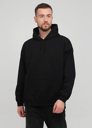 Мужская толстовка худи gildan с начесом heavy blend hoodie с капюшоном на тонком флисе черный, s