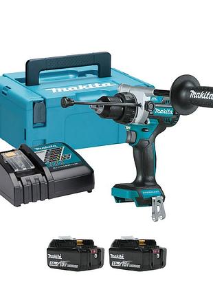 Акумуляторний ударний дриль-шурупокрут makita dhp486rtj (кейс. 2*акб 5ah. з/п) новий!