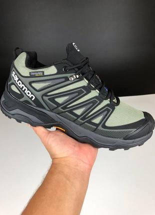 Мужские утепленные кроссовки salomon speedcross pro green саломон зеленого цвета термо