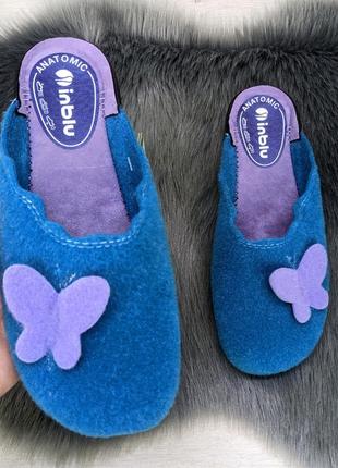 Тапочки домашние женские inblu ярко-синие фетровые 4543
