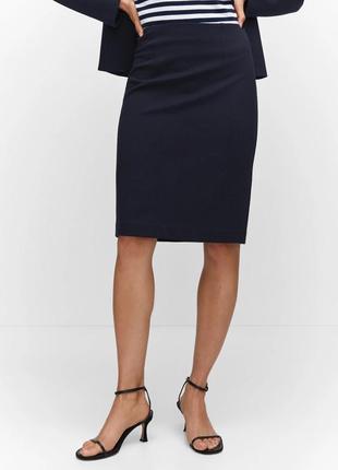 Новая брендовая миди-юбка карандаш mango темно синего цвета zara h&m