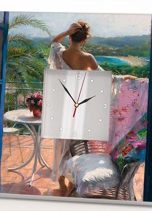 Годинник картина «красуня в саду» декор прикраса інтер'єру спальні, будинку, кімнати
