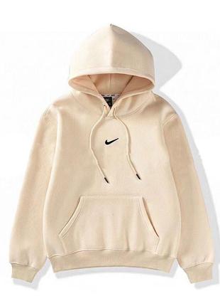 Теплий худі nike на флісі колір бежевий розмір l