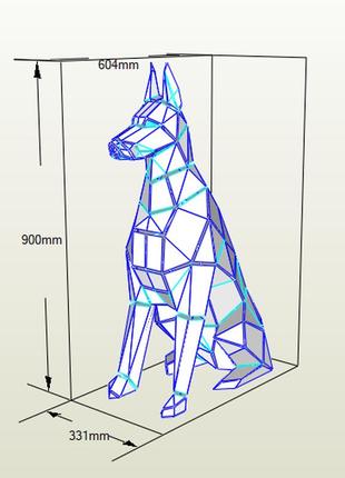 Paperkhan конструктор із картону доберман собака пес оригамі papercraft 3d фігура розвивальний набір антистрес4 фото