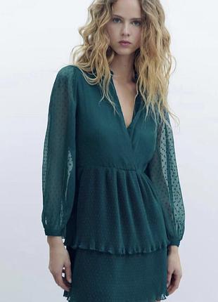 Воздушное платье zara, платье зара с длинным рукавом