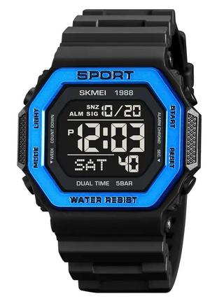 Чоловічий спортивний годинник skmei 1988 (чорний із синім)