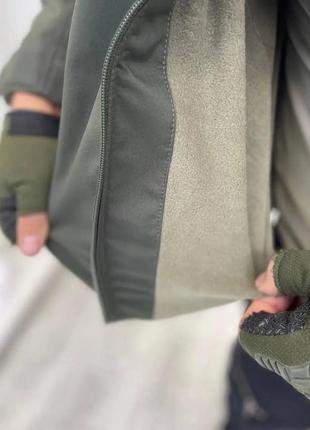 Армейська тактична куртка combat (тканина soft-shell) на флісі оливковий 3xl4 фото