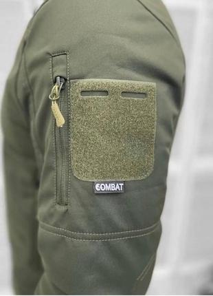 Армейська тактична куртка combat (тканина soft-shell) на флісі оливковий 3xl5 фото