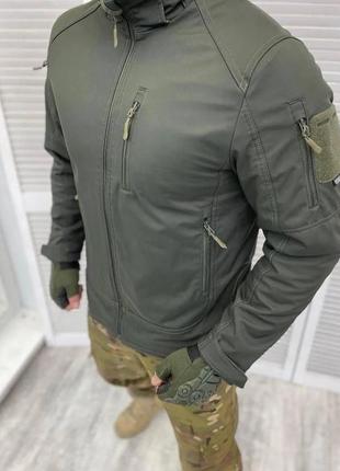 Армейська тактична куртка combat (тканина soft-shell) на флісі оливковий 3xl3 фото