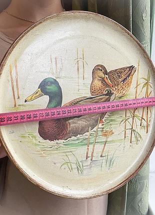 Декоративное блюдо с утками дерево винтаж италия поднес декор