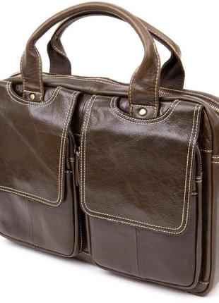 Деловая сумка для ноутбука кожаная коричневая 720443