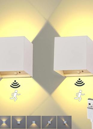 Світлодіодні настінні світильники з батарейним живленням, датчик руху в приміщенні, настінні світильники, набір