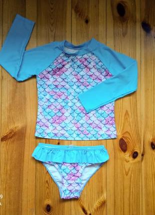 Купальник раздельный купальный костюм солнцезащитный для бассейна отдыха пляжа для девочки