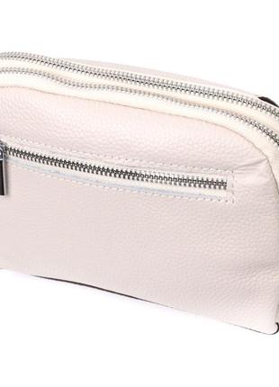 Белая сумка сумочка через плечо кросс-боди коричневый ремешок 7223232 фото