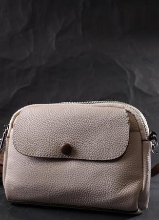 Белая сумка сумочка через плечо кросс-боди коричневый ремешок 7223237 фото