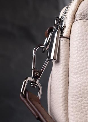 Белая сумка сумочка через плечо кросс-боди коричневый ремешок 7223239 фото