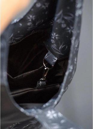 Женская сумка большая на плечо хобо стильная черная принт рисунок 7532007027 фото
