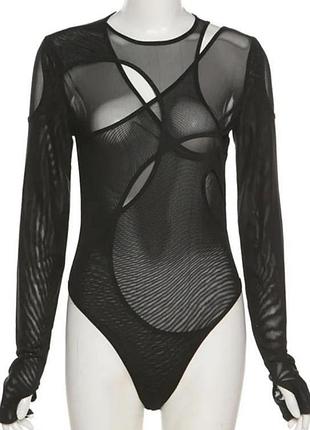 Боди черное асимметричное