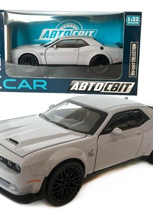 Машинка металева dodge challenger srt додж сірий звук світло відкр двері багажник капот автосвіт 1:32,16*7*5см (ap-1992)
