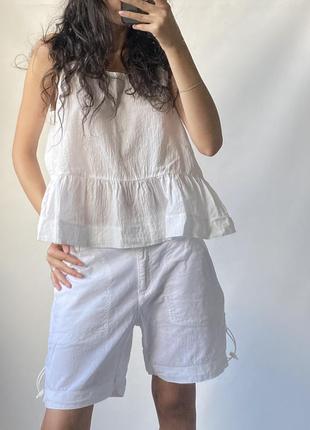 Майка лляна топ лляний базовий оверсайз з рюшами воланами