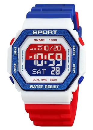 Чоловічий спортивний годинник skmei 1988 (червоно-біло-синій)