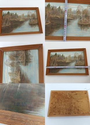 Картина маслом пейзаж леса природа сирень на холсте картона тысячелистника