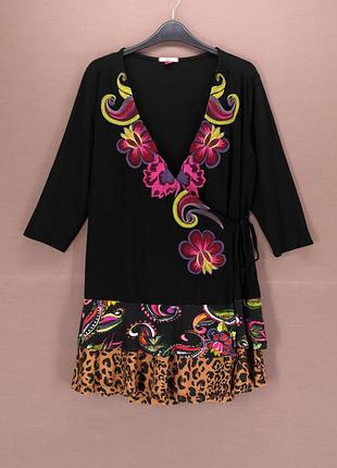 Трикотажна туніка на запах "joe browns" з вишивкою, uk12/eur40.
