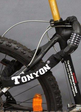 Ланцюг противгінний tonyon ty732 велозамок кодовий чорний7 фото