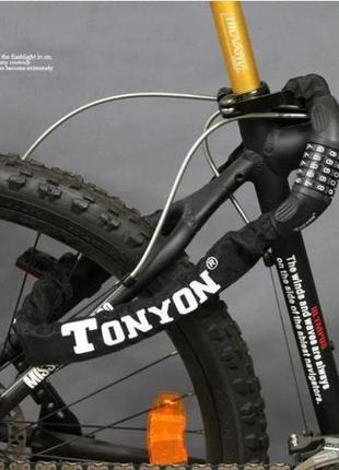 Ланцюг противгінний tonyon ty732 велозамок кодовий чорний4 фото