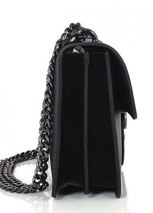Сумочка на цепочке через плечо кожаная стильная италия черная 7054-11a7 фото
