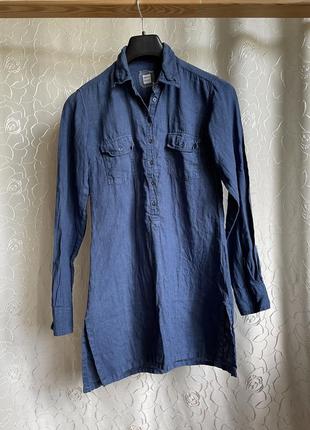 0039 italy жіноча лляна сорочка плаття італія 100% льон із довгим рукавом блакитного оригінал кольору на ґудзиках кишені lino італія