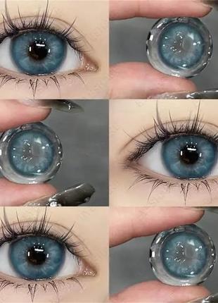 Цветные линзы для глаз голубые venice blue  + контейнер для хранения в подарок2 фото
