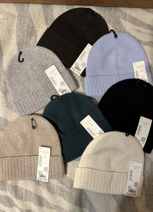 Шапка кашемир uniqlo салатовая