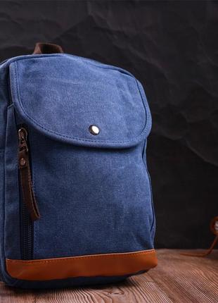 Сумка слинг рюкзак маленький синий мужской текстильный 7221843 фото