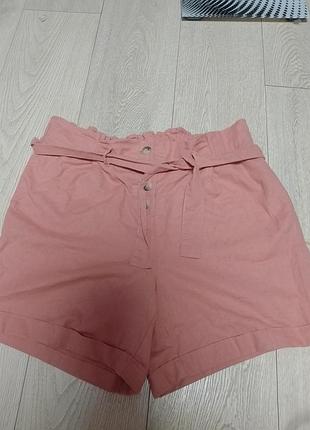 Шорты лен коттон персиковые