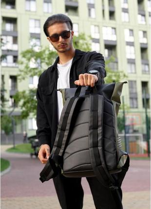 Рюкзак хаки мужской для ноутбука спортивный дорожный кожаный эко 724320628m9 фото