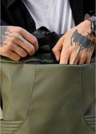 Рюкзак хакі чоловічий для ноутбука спортивний дорожній шкіряний еко 724320628m8 фото