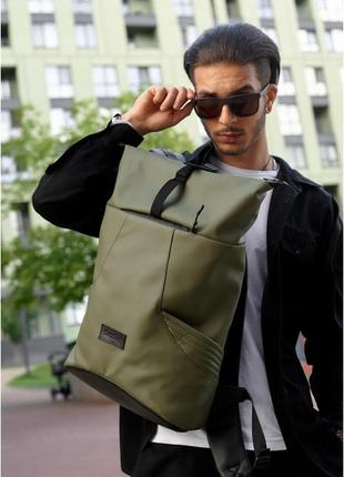 Рюкзак хаки мужской для ноутбука спортивный дорожный кожаный эко 724320628m5 фото