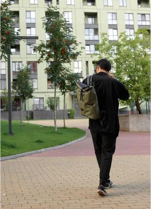 Рюкзак хакі чоловічий для ноутбука спортивний дорожній шкіряний еко 724320628m4 фото