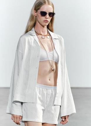 Сорочка смугаста жіноча оверсайз zara new