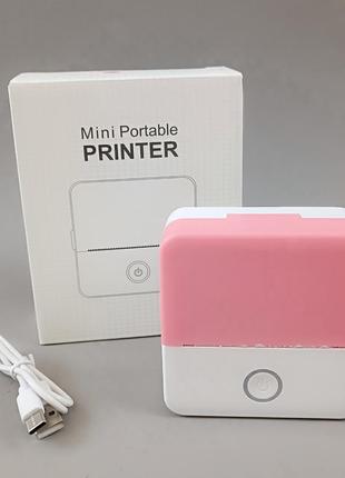 Портативний дитячий міні принтер c 65320 термопринтер, кишеньковий дитячий принтер рожевий