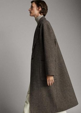 Шерстяное пальто клетка в стиле оверсайз massimo dutti /10676/