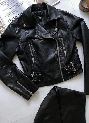 Женская черная куртка косуха экокожа new look 🖤