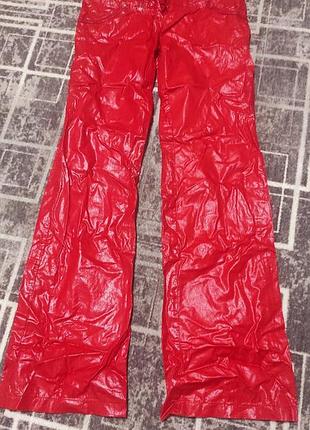 Брюки - плаццо блестящим эффектом под кожу