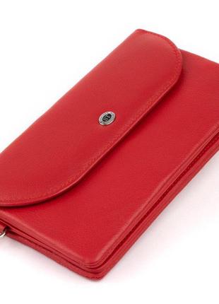 Красный клатч конверт кожаный ремешок на руку 719321