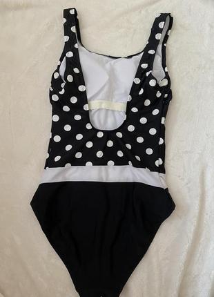 Суцільний купальник жіночий у горох чорно-білий